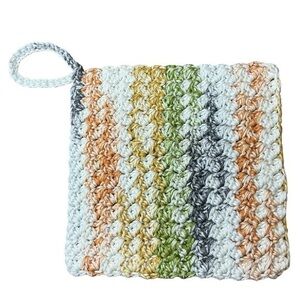Crochet Dishcloth Washcloth Cotton Yarn Colorful Handcrafted Handmade Hang Loop